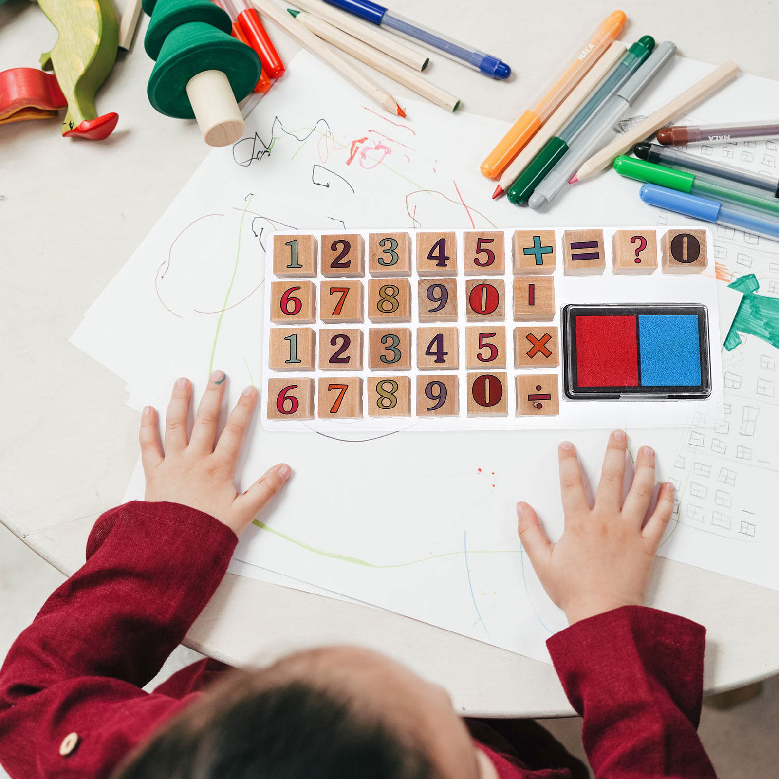 1Set Wooden Number Stampers Cr - đánh giá và giá Kids Education Number