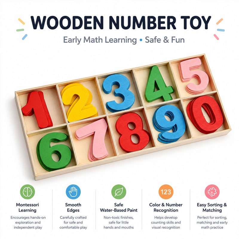 Wooden Number Set Craft Digits - đánh giá và giá Kids Education Name